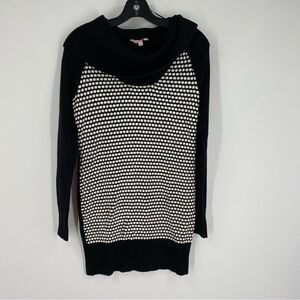 Candie’s Junior’s Cowl Neck Long Sleeve Sweater Tunic Size L Black Thick Knit